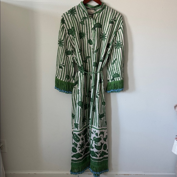 NWT ALEMAIS Lula Beaded Fringe-Trim Shirtdress Size 8 - Picture 6 of 14